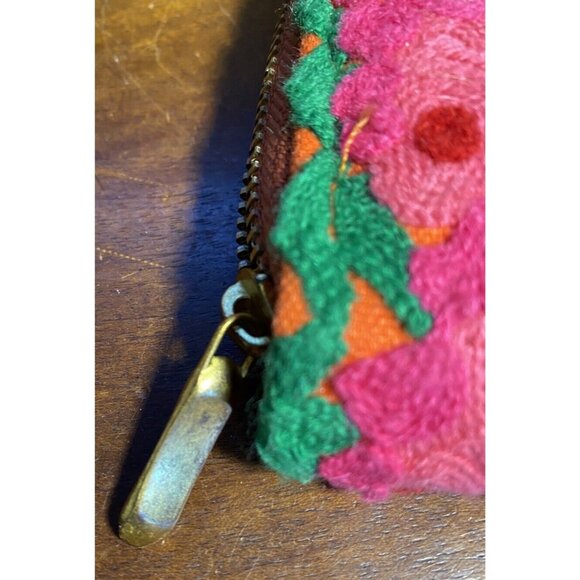 Embroidered Zip Around Wallet 8x4 Orange, Pink Boho Joyful 8"x4" - Picture 3 of 5